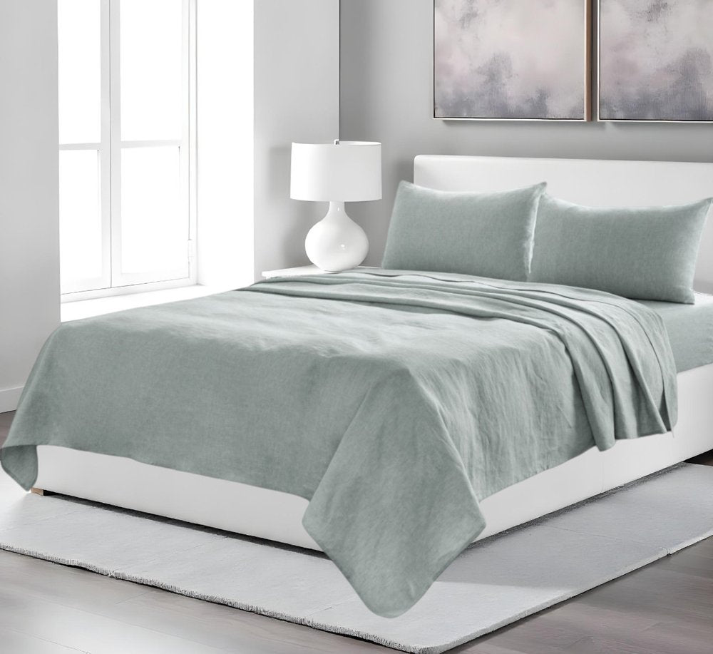 Four Piece White Linen Sheet Set