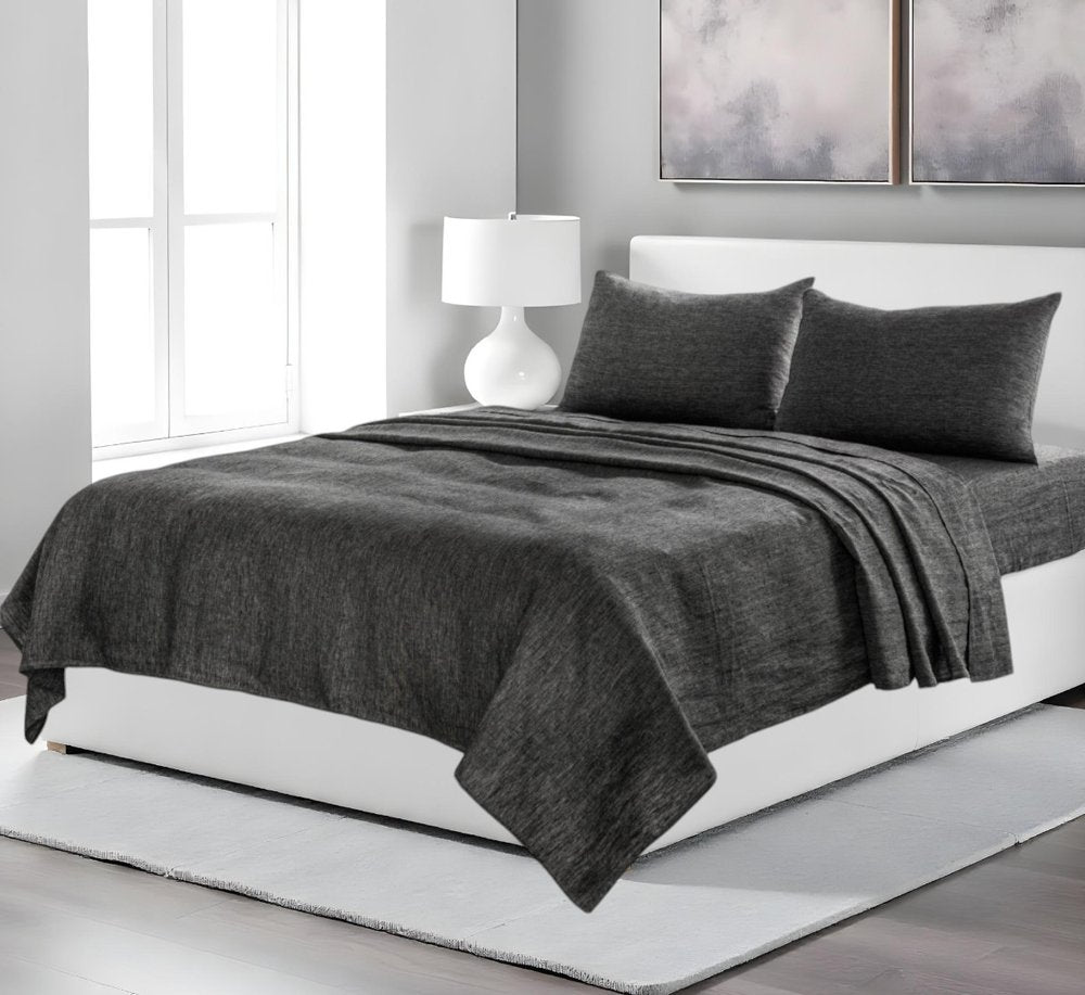 Four Piece White Linen Sheet Set