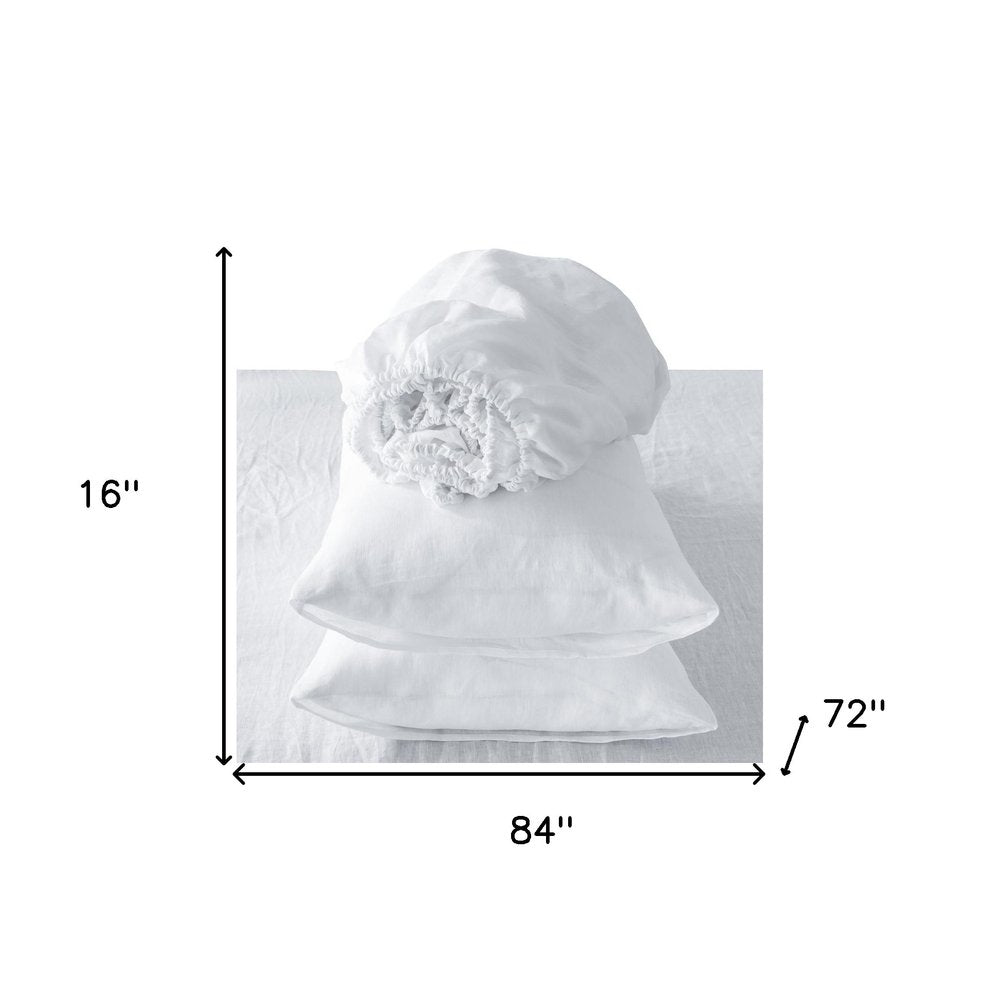 Four Piece White Linen Sheet Set