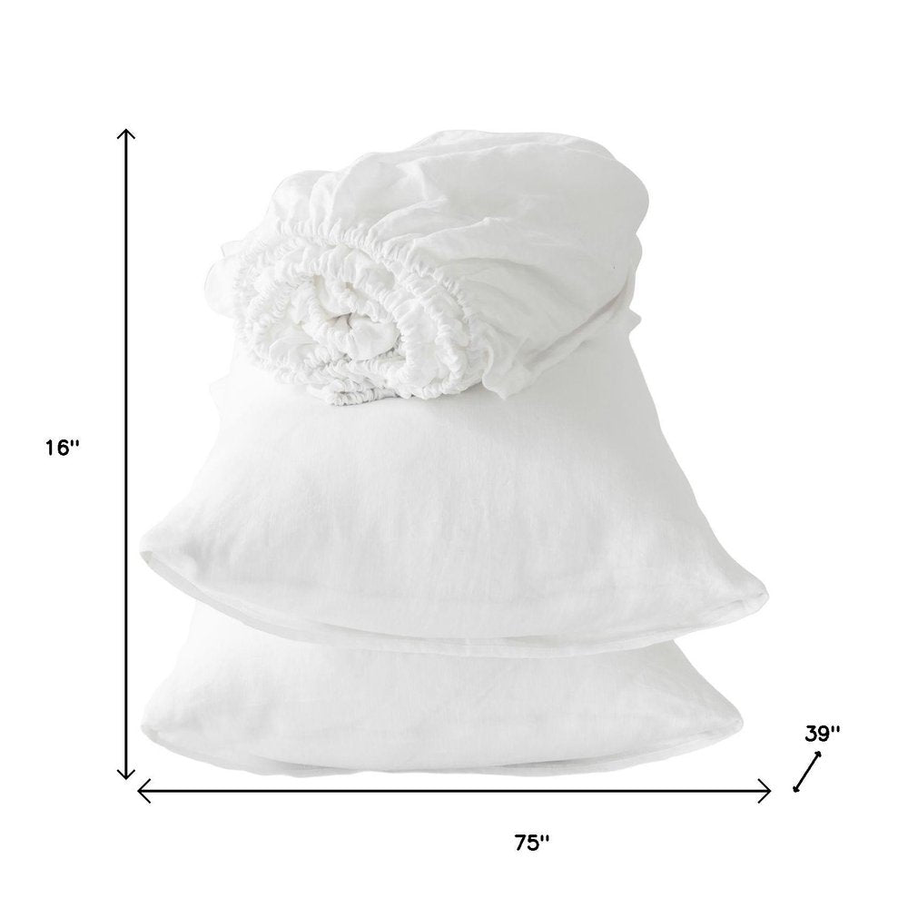 Four Piece Light Pink Linen Twin Sheet Set