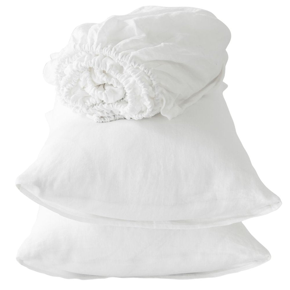 Four Piece White Linen Sheet Set