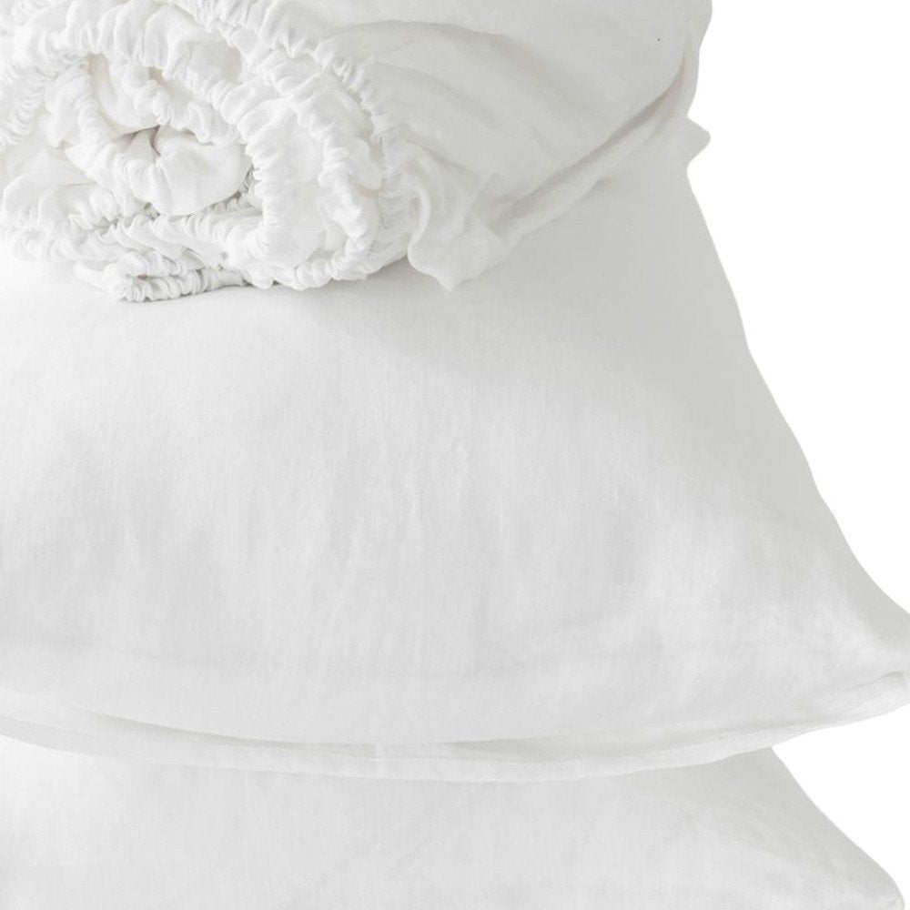 Four Piece White Linen Sheet Set