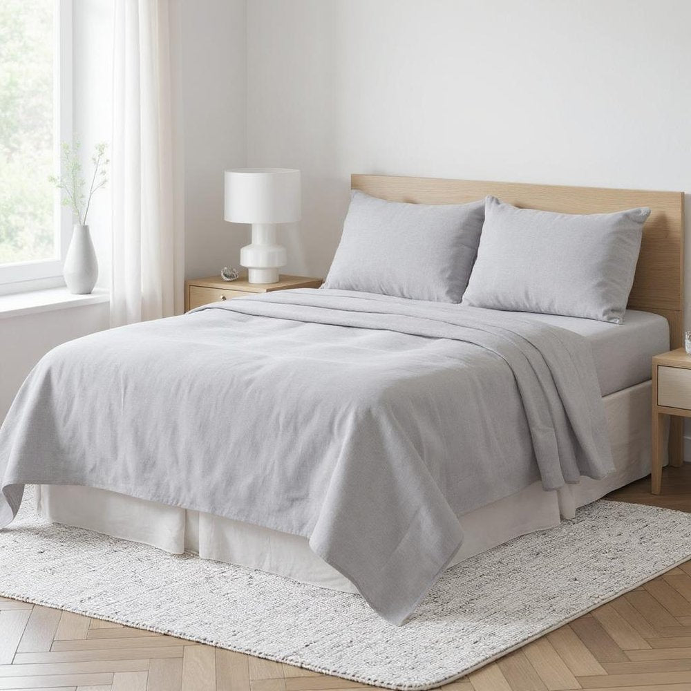 Light Gray Linen Full Double Flat Sheet