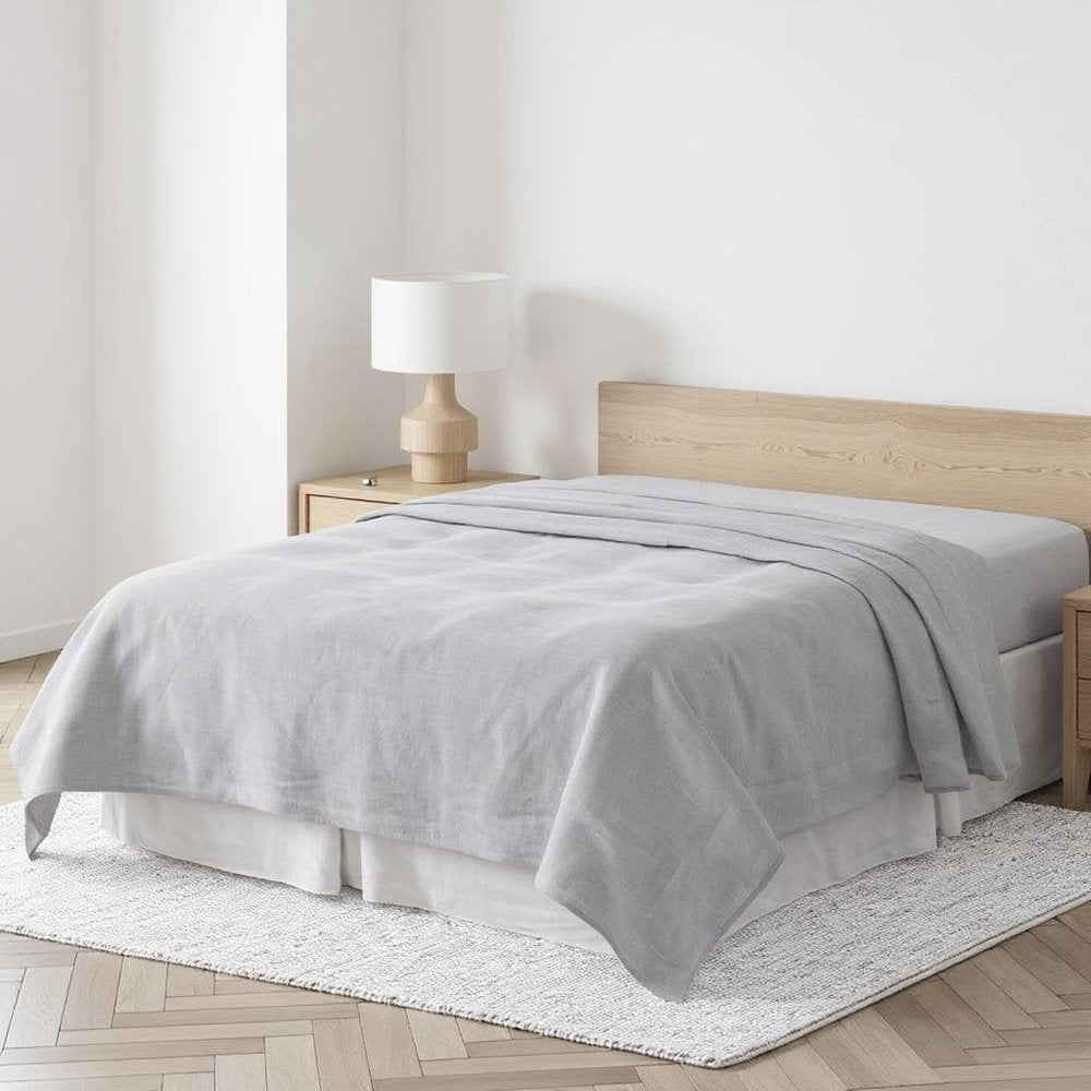 Light Gray Linen King Flat Sheet