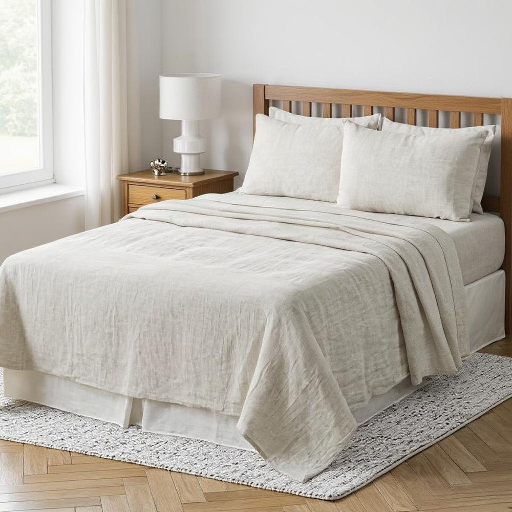 Light Gray Linen Full Double Flat Sheet