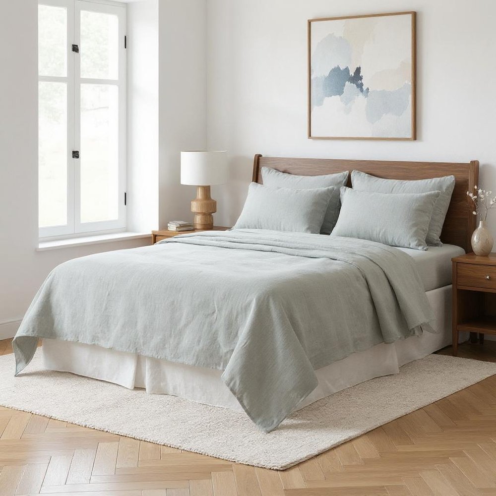 Light Gray Linen Full Double Flat Sheet