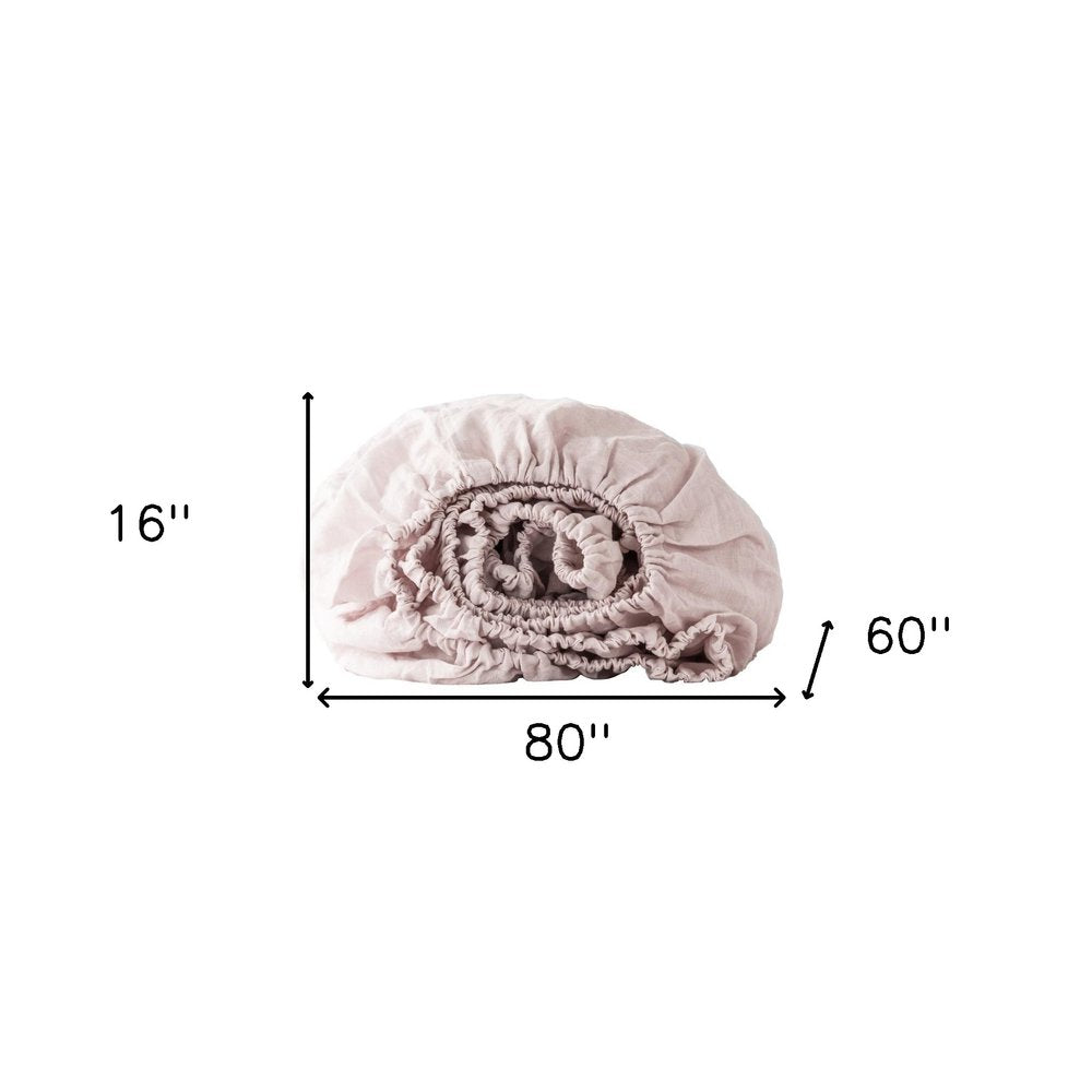 Champagne Pink Linen Queen Fitted sheet