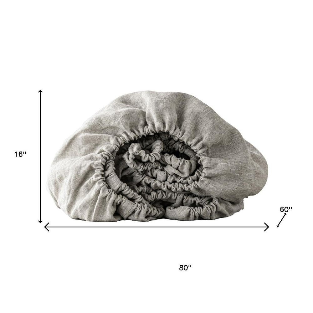 Light Gray Linen Queen Fitted sheet