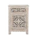 30" White Solid Wood Distressed One Drawer Nightstand