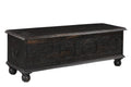 54" Black Solid Wood Distressed Lift Top Solid Coffee Table