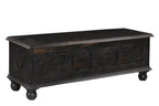 54" Black Solid Wood Distressed Lift Top Solid Coffee Table