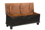 54" Black Solid Wood Distressed Lift Top Solid Coffee Table