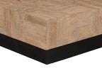 40" Brown and Black Solid Wood Square Block Coffee Table