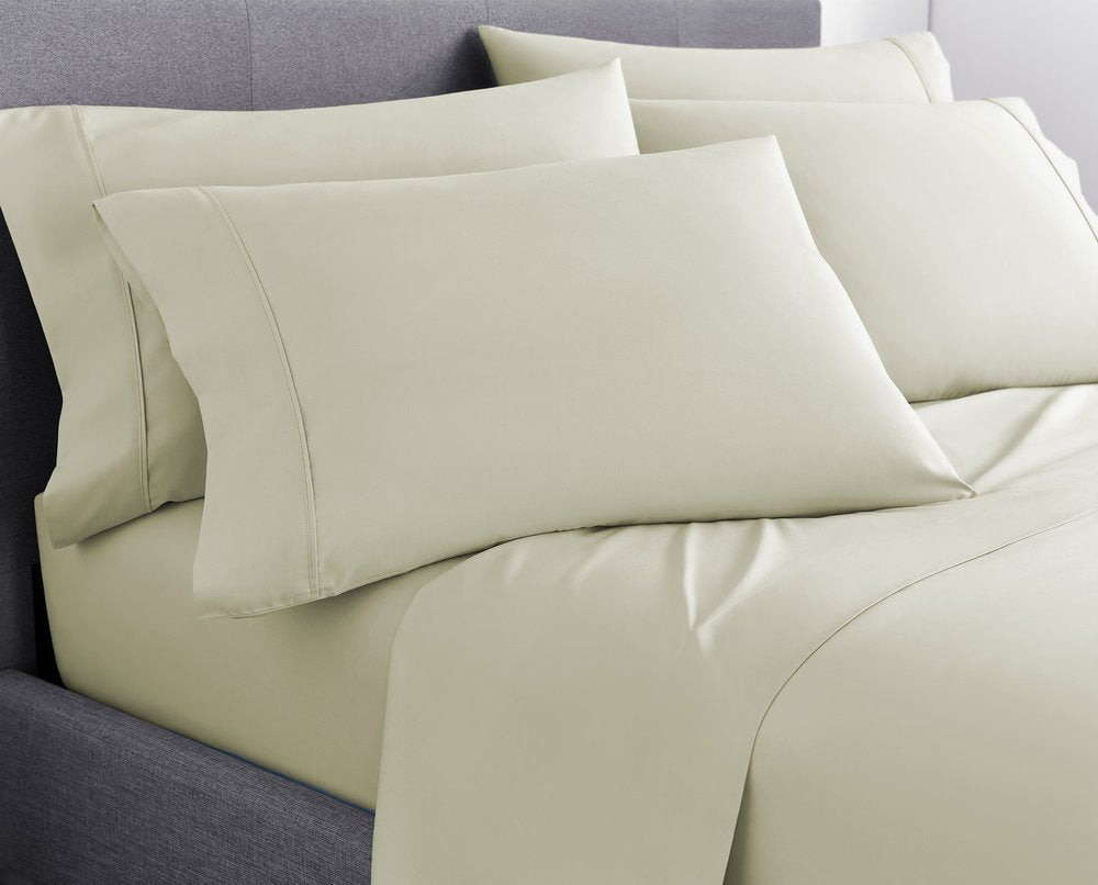 Six Piece Cream Microfiber King Sheet Set