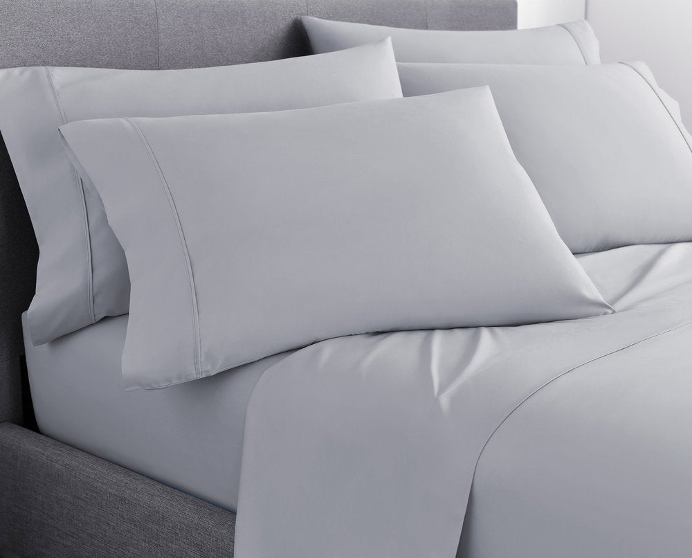 Six Piece Silver Microfiber King Sheet Set