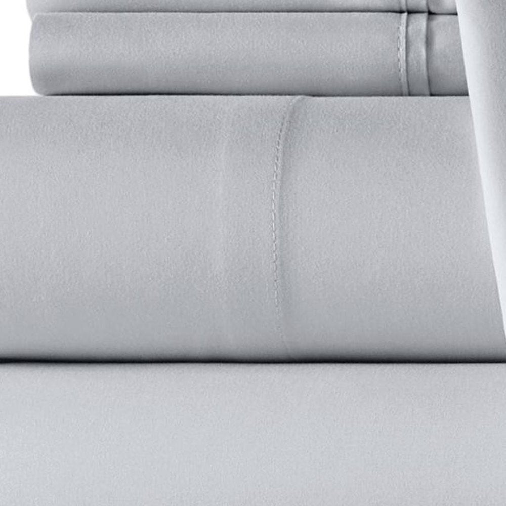 Six Piece Silver Microfiber King Sheet Set