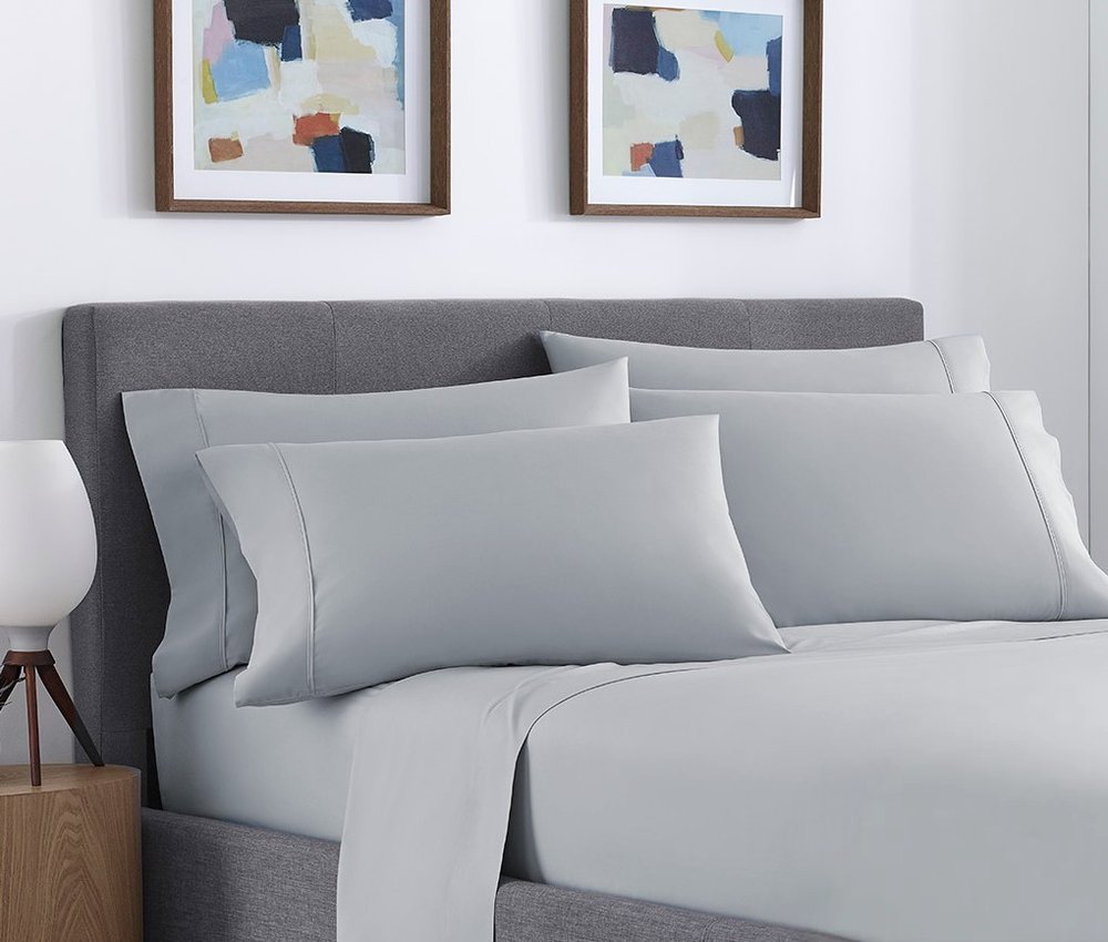 Six Piece Silver Microfiber King Sheet Set