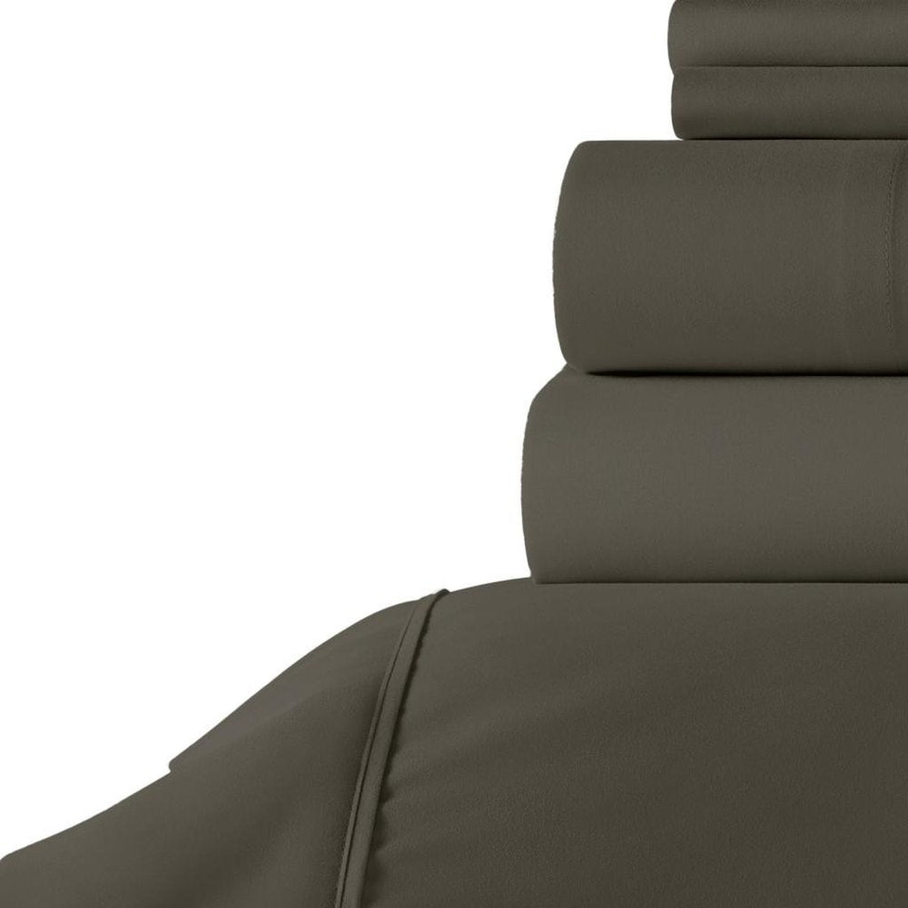 Six Piece Gray Microfiber King Sheet Set