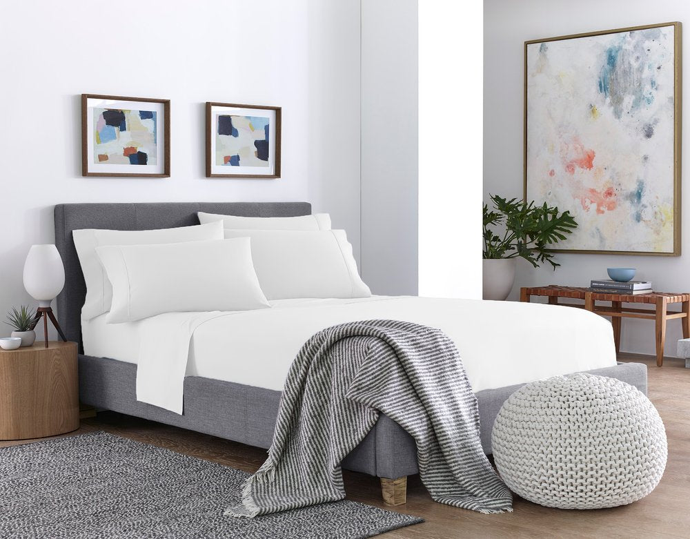 Six Piece White Queen Microfiber Sheet Set