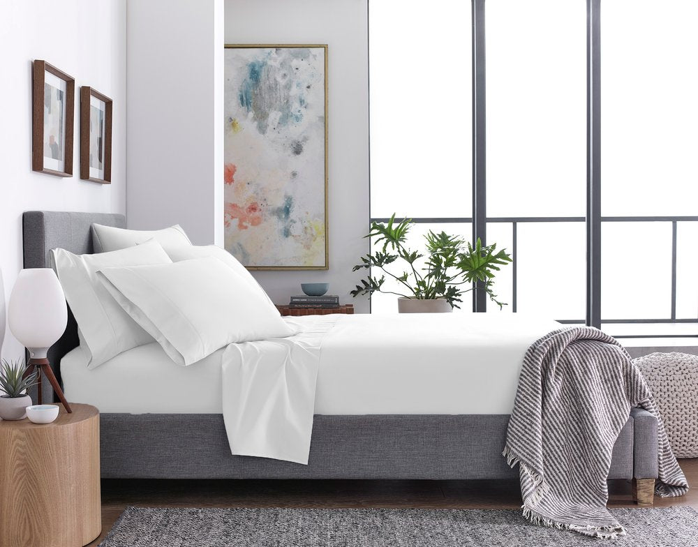 Six Piece White Queen Microfiber Sheet Set