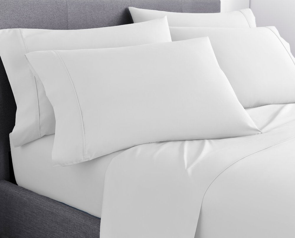 Six Piece White Queen Microfiber Sheet Set