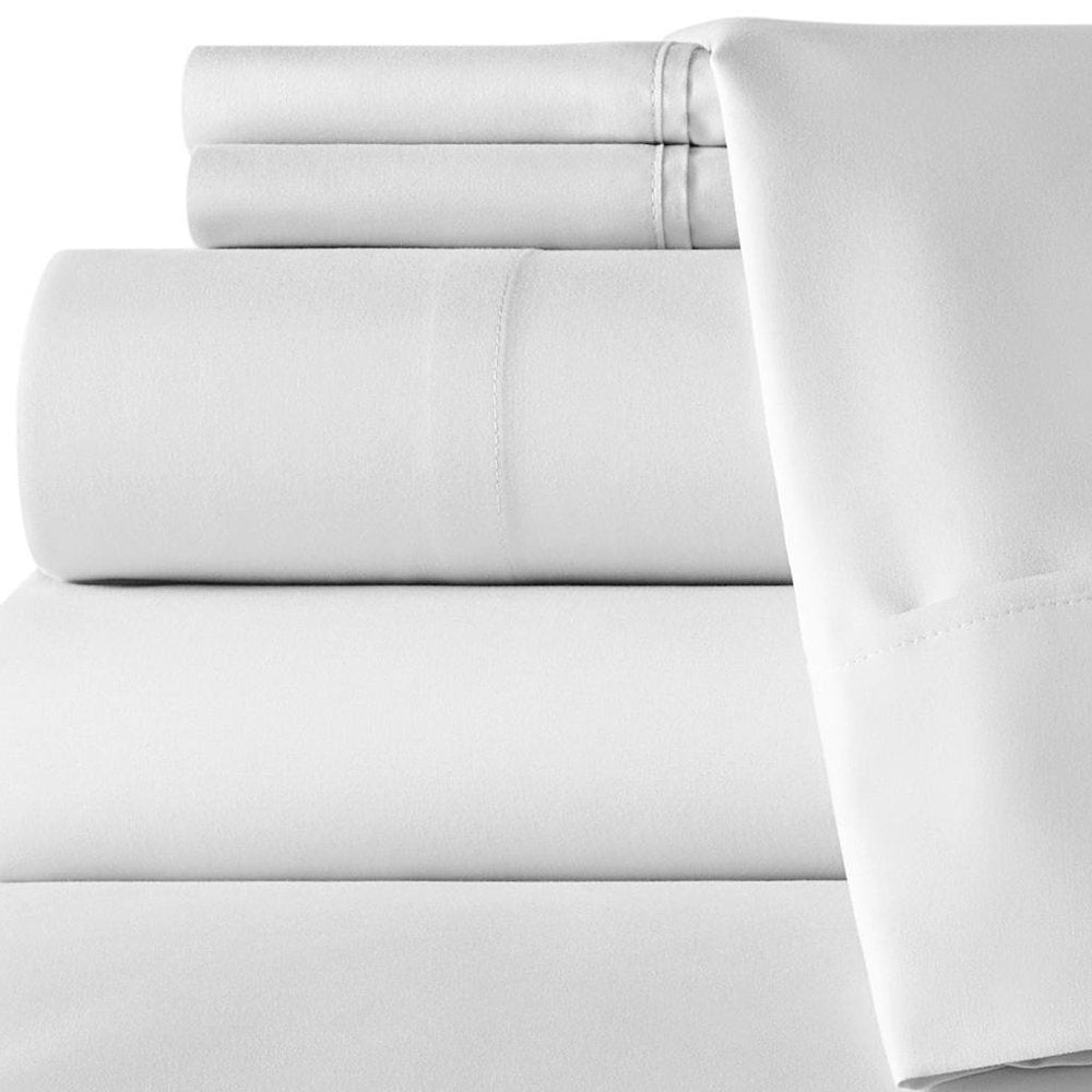Six Piece White Queen Microfiber Sheet Set