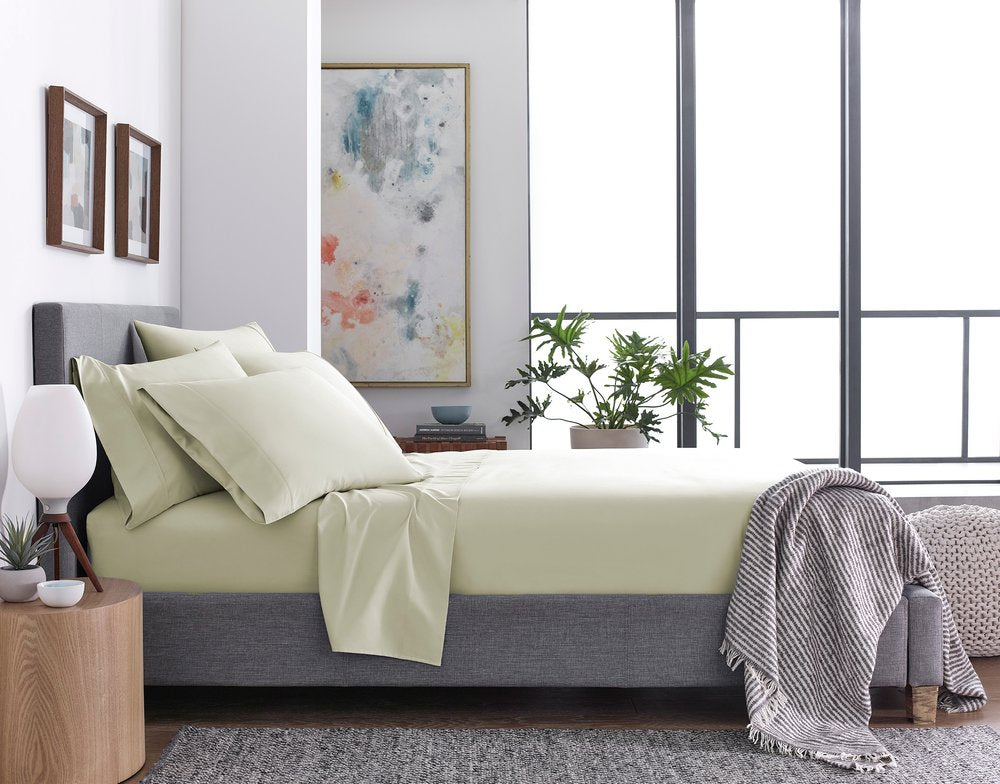 Six Piece Cream Microfiber Queen Sheet Set