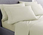 Six Piece Cream Microfiber Queen Sheet Set