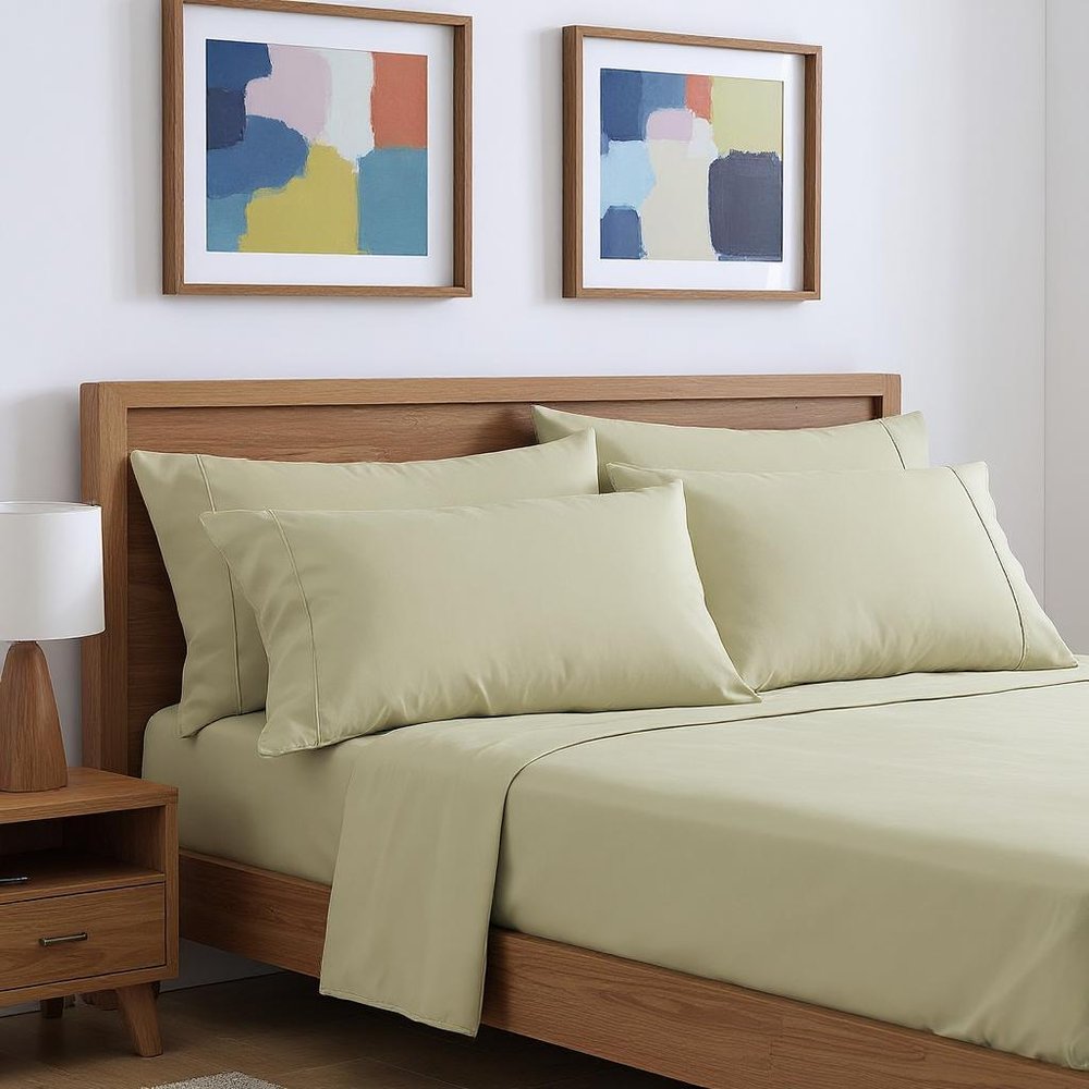 Six Piece Cream Microfiber Queen Sheet Set