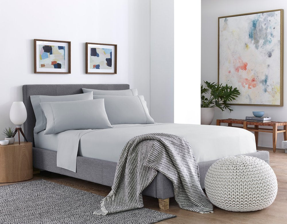 Six Piece Silver Microfiber Queen Sheet Set