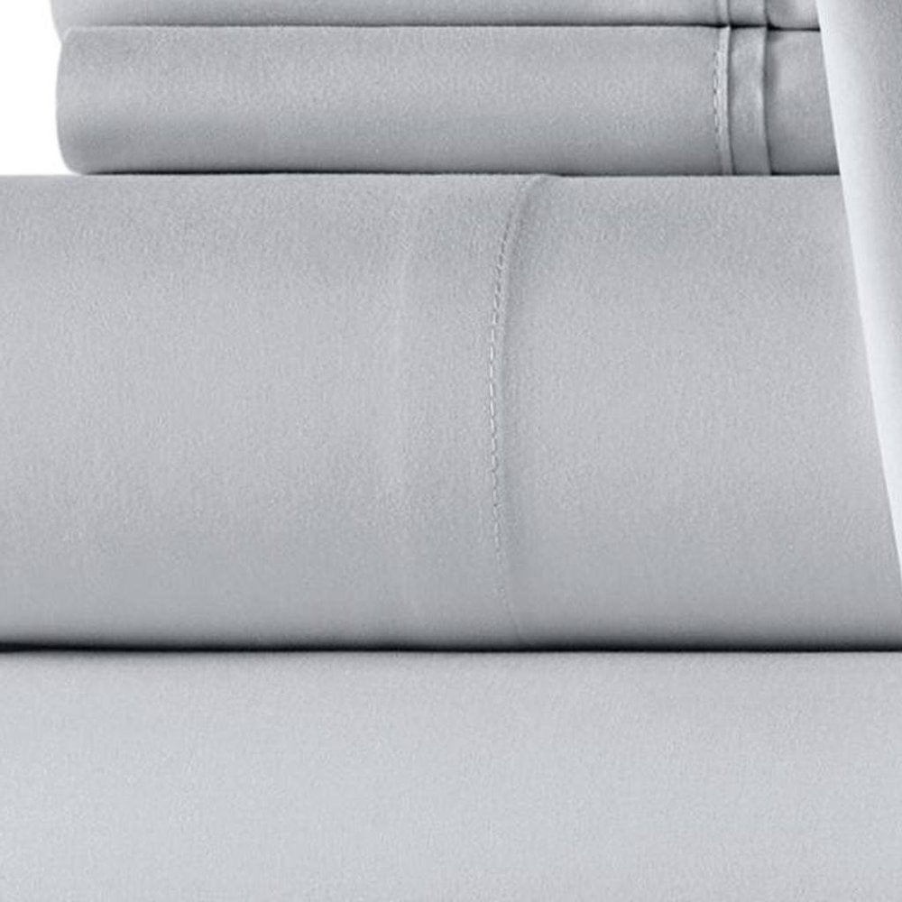 Six Piece Silver Microfiber Queen Sheet Set