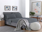 Six Piece Dark Gray Microfiber Queen Sheet Set