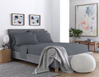 Six Piece Dark Gray Microfiber Queen Sheet Set