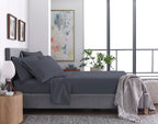 Six Piece Dark Gray Microfiber Queen Sheet Set