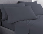 Six Piece Dark Gray Microfiber Queen Sheet Set