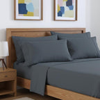 Six Piece Dark Gray Microfiber Queen Sheet Set