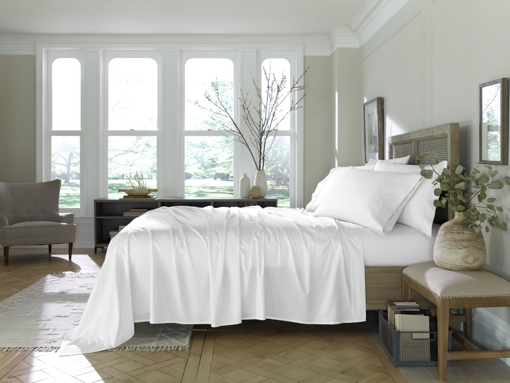 Six Piece White Tencel Lyocell King Sheet Set