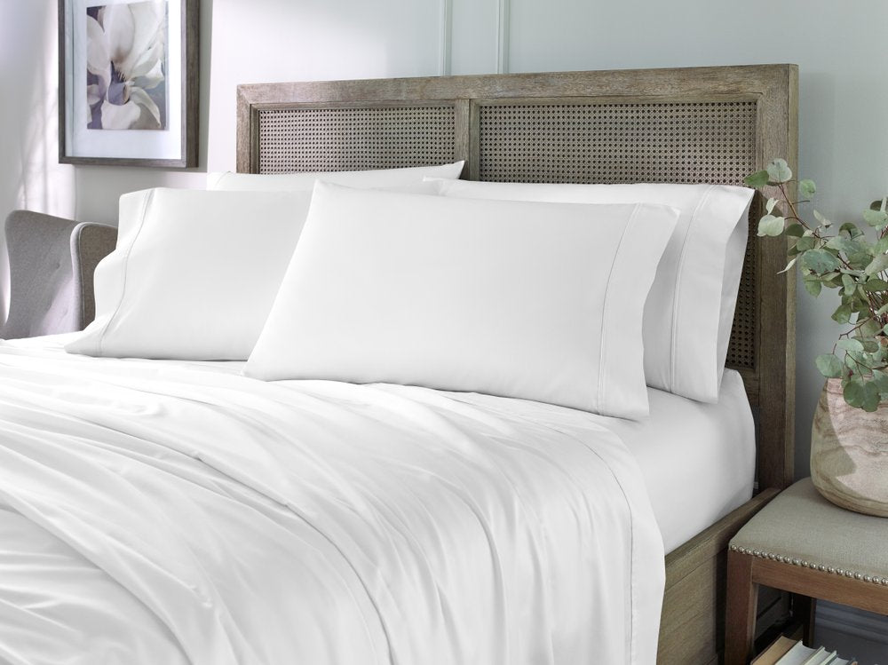 Six Piece White Tencel Lyocell Queen Sheet Set