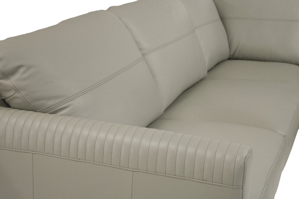 Light Green Leather L Shaped Two Piece Sofa and Chaise Sectional