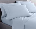 Six Piece Ice Blue Microfiber King Sheet Set
