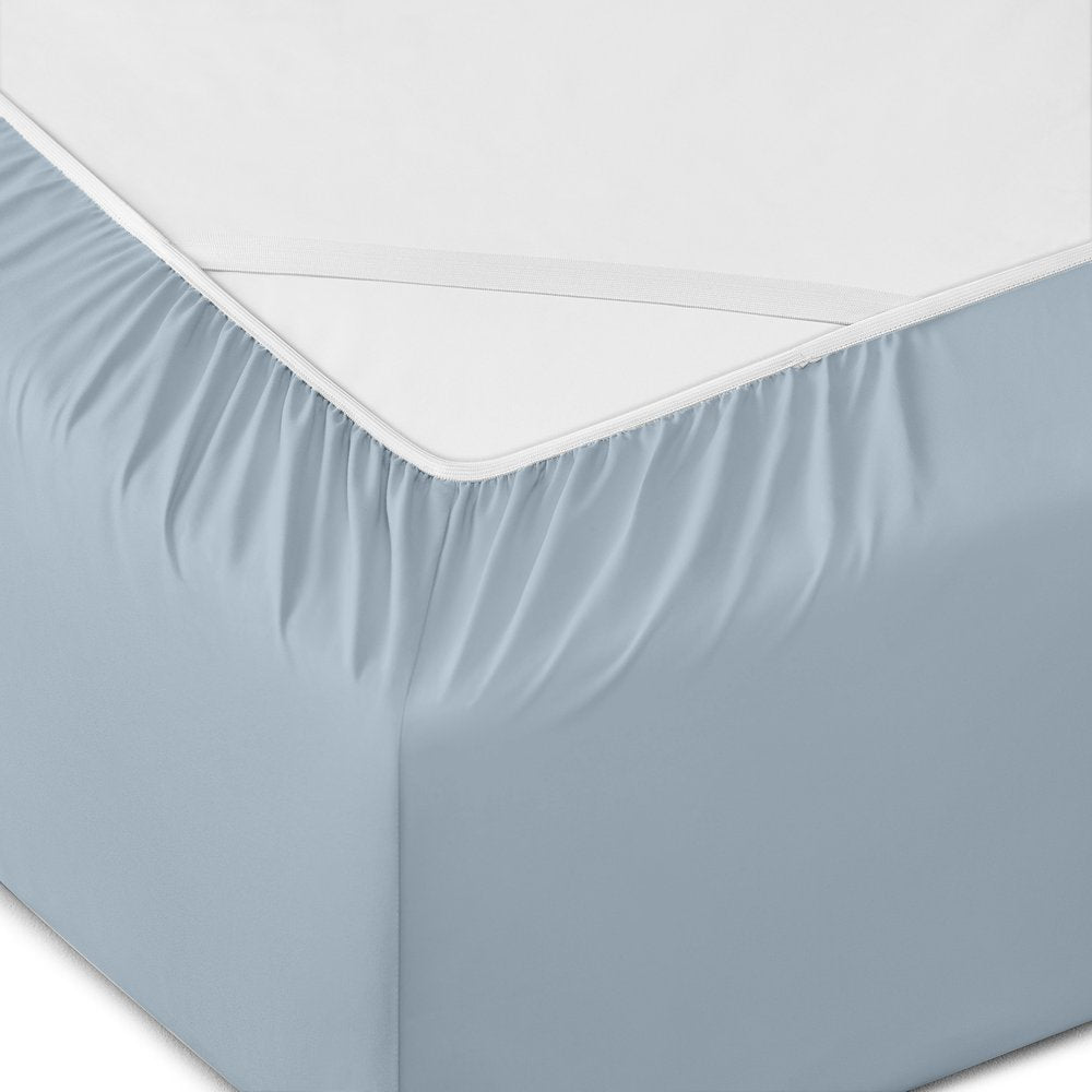 Six Piece Ice Blue Microfiber King Sheet Set