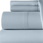 Six Piece Ice Blue Microfiber King Sheet Set