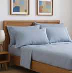 Six Piece Ice Blue Microfiber King Sheet Set