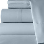 Six Piece Ice Blue Microfiber Queen Sheet Set