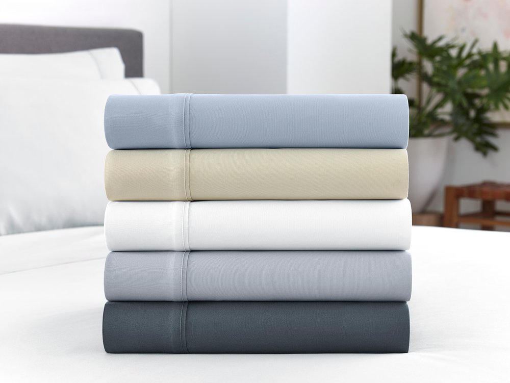 Six Piece Ice Blue Microfiber Queen Sheet Set