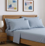 Six Piece Ice Blue Microfiber Queen Sheet Set