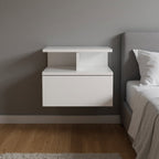 12" White Wood One Drawer Floating Nightstand
