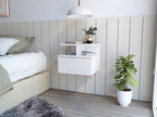 12" White Wood One Drawer Floating Nightstand