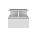 14" White Wood One Drawer Floating Nightstand