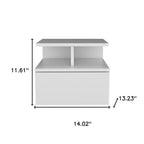 12" White Wood One Drawer Floating Nightstand